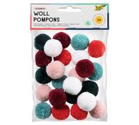 folia Elegance Lot de 24 pompons en laine Assortiment de 6 pompons Env. 3 cm de diamètre Idéal pour l'artisanat coloré Multicolore 24 pièces
