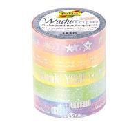 Folia Hotfoil Lot de 5 rouleaux de ruban adhésif Washi arc-en-ciel 5 m x 10 mm pour décoration de scrapbooking, papier, coloré, taille unique