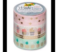 Folia Hotfoil ruban adhésif décoratif doré motif multicolore 10m x 15mm papier 40g lot de 4 pièces