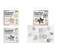 Folia Kit perles en bois – 160 boules + ficelle argentée pour étoiles et pendentifs