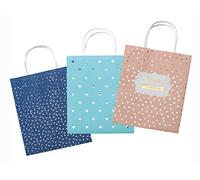 Folia Lot de 12 Sacs Papier Kraft-avec gaufrage à Chaud-Environ 12 x 5,5 x 15 cm, Couleurs Assorties en 3 Motifs - pour bricoler, décorer et Offrir en Cadeau, coloré