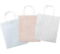 Folia Lot de 12 Sacs Papier Kraft, Environ 18 x 8 x 21 cm-Couleurs Assorties en 3 Motifs Tendance-pour bricoler, décorer et Offrir en Cadeau, coloré