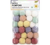 FOLIA Lot de 24 Pompons en Laine Environ 3 cm Assortis en 6 Couleurs Pastel G