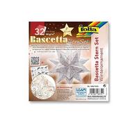 Folia Lot De 32 Feuilles De Papier Origami 90g 15x15 Cm Etoile Blanc / Hiver