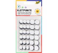 folia Lot de 60 pastilles auto-adhésives 2306, 12 de chaque diamètre 15 mm et 18 x Ø 10 mm en noir et blanc, adhèrent à toutes les surfaces lisses