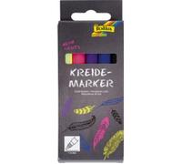 Folia Marqueur craie Neon Lights - Lot de 5, pointe 1-2 mm, craie liquide à base d'eau - Noir