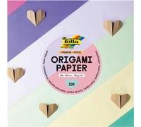 Folia Pack papier pour origami Premium Pastel, 100 feuilles, 20x20 cm, 70 g/m², 10 couleurs