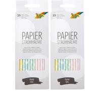 Folia Paille en Papier Pastel Dots, Longueur : 200 mm Noir (Lot de 2)