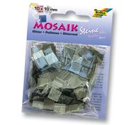 Folia Pions mosaïque, 10x10mm, 190 pièces, résine synthétique, Glitter Mix, gris