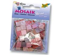 Folia Pions mosaïque, 10x10mm, 190 pièces, résine synthétique, mélange de paillettes, rose