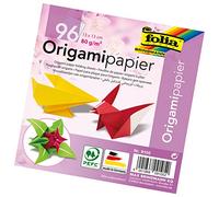 Folia Pliable Feuilles Origami 80 g/m², 96 Feuilles en 12 Couleurs Assorties, 13 x 13 cm
