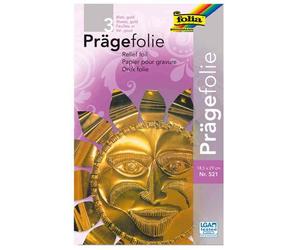 Folia Pochette 3 Feuilles Métal À Repousser 185 X 290 Mm Or