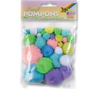 folia Pompons 30 pièces Tailles assorties Couleurs pastel 10 - 50 mm 30 pièces