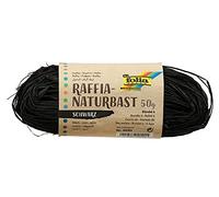 folia Raffia 9090 Raphia Naturel Noir, 1 pelote de 50 g de Ficelle en mélange de Paille Naturelle, idéal pour Les travaux manuels, la décoration ou pour Les compositions Florales, Bouquets et Autres