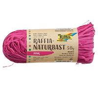 folia Raffia Raphia, 1 Paquet de 50 g de Ficelle en mélange de Paille Naturelle, idéal manuels, la décoration ou Les compositions, Bouquets et Autres travaux Floraux, Rose Bonbon, Set Pièces