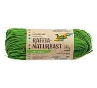 folia Raphia Naturel Vert Clair 9051-1 pelote de 50 g de Ficelle en mélange de Paille Naturelle - Idéal pour Les travaux manuels, la décoration ou pour Les compositions Florales, Bouquets et Autres