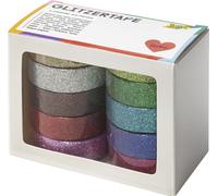 folia ruban adhésif décoratif "Glitter Tape" 10 couleurs assorties 10 rouleaux de 5 mètres