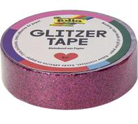 folia ruban adhésif décoratif ruban pailleté 15 mm x 5 m rose