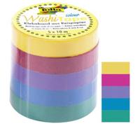 Folia Ruban Adh'sif D'coratif Washi-Tape Uni Basic, Kit De 5 0,000000 Noir
