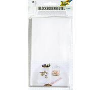 folia Sachets en papier avec fond en bloc 120 x 60 x 210 mm blanc 15 pièces