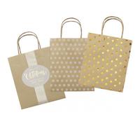 Folia Sacs cadeaux 21823/3 – Lot de 3 sacs kraft partiellement gaufrés 18 x 8 x 21 cm