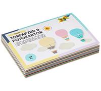 folia Trend Craft Papier coloré DIN A6 + 30 feuilles de papier cartonné photo assortis en 15 pastel, bloc pratique avec colle pour tête