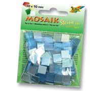 Folia Tuile de mosaïque, 10x10mm, 190 pièces, résine synthétique, mélange ton sur ton, bleu