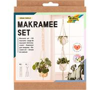 Folia Urban Jungle 23729 - Set macramé 7 pièces, Fil (Beige Naturel), Fil (Vert Pastel), Perles en Bois, Anneaux en Bois, 100% Coton, avec Instructions (français Non Garanti), pour Bricolage et
