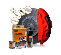 FOLIATEC Kit de peinture pour étriers de frein, résistant à la chaleur, kit complet pour 4 étriers de frein, Racing Rosso Matt, jeu de 7 pièces