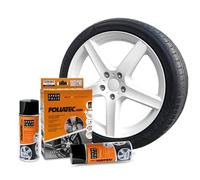 FOLIATEC Film pulvérisable pour jantes de voiture, kit de peinture en aérosol pour 4 jantes, pelable, bonne couvrance, Blanc Brillant, 2 x 400 ml