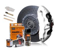 FOLIATEC Kit de peinture pour étriers de frein, résistant à la chaleur, kit complet pour 4 étriers de frein, Pure White, jeu de 7 pièces