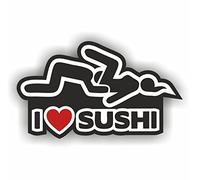folien-zentrum - I Love Sushi 14 x 8 cm - Autocollant de qualité supérieure pour tuning de voiture - OEM & JDM - Autocollant amusant pour voiture - Autocollant amusant pour voiture - Fabriqué en