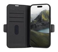 Folio iPhone 16 Pro Oslo Pro Cuir Vegan Fonction Stand Noir - Certifié GRS DBramante1928