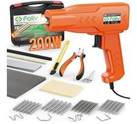 Foliv Poste à souder en plastique 200 W - Kit de réparation 2 en 1 pour pare-chocs de voiture - Avec 1000 clous de soudure, 16 baguettes de soudure en plastique et papier abrasif, pinces, couteaux