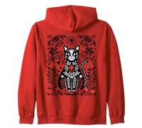 Folk Art Chat Floral Sweat à Capuche