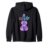 Folk Art Floral Violon Lilas Violet Musique Sweat à Capuche