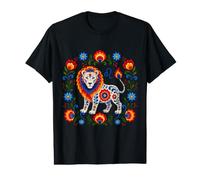 Folk Art Lion Zodiaque Lion Constellation Floral T-Shirt Graphique avec Valeur