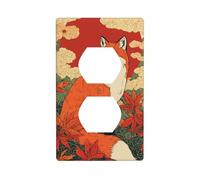 Folk Art Plaque murale décorative pour interrupteur Motif renard Feuilles d'érable japonais 7 x 11,4 cm