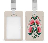 Folk Art Porte-badge rétractable à clip avec motif floral vert et rose pour le travail, le bureau, les médecins, les infirmières