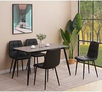 Folk Bureau, dressing, salon, chambre à coucher : 4 chaises de salle à manger rembourrées en tissu ou similicuir, pieds en métal