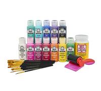 FolkArt Art Journal Kit 24 pièces 12, 1 Mod Podge Sealer et un outil de lissage 2 en 1, 96421 Ensemble de peinture et de pinceaux