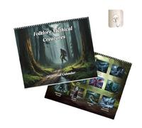 Folklore Mythical Creatures 2026 Calendrier mural, Calendrier fantastique du thème la créature bizarre 2026, Améliorer calendrier d'art mural gothique avec des illustrations animales
