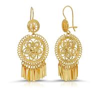 Folklorico Dance Boucles d'oreilles traditionnelles mexicaines en filigrane Doré, Small, Doré, Pas de gemme