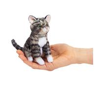 Folkmanis Mini marionnette doigt chat tigré, gris, noir, blanc