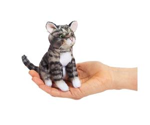 Folkmanis Mini marionnette doigt chat tigré, gris, noir, blanc