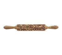 Folkroll 13282 - Rouleau à pâtisserie décoratif 2 poignées format medium, gravure motif alsacien traditionnel Bretzels - bois de hêtre - 370x45x45mm