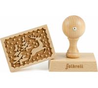 Folkroll Keksstempel Rentier Weihnacht, 70x50 mm, Cookiestempel, Backstempel, Keks, Stempel, Motiv, Buchenholz, 334706