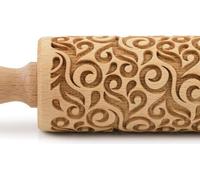 Folkroll Rouleau à pâte Houx, Mini, 9.5 cm, rouleau à pâtisserie, rouleau à gaufrer, motif, rouleau, bois de hêtre