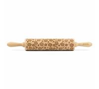 Folkroll rouleau à pâte Trèfle, grand, 43 cm, rouleau à pâtisserie, rouleau à gaufrer, motif, rouleau, bois de hêtre, 334010