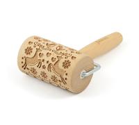 Folkroll rouleau à pâtisserie Renne Noël, mini, 9.5 cm, rouleau à pâtisserie, rouleau à gaufrer, modèle, motif, rouleau, bois de hêtre, 330685